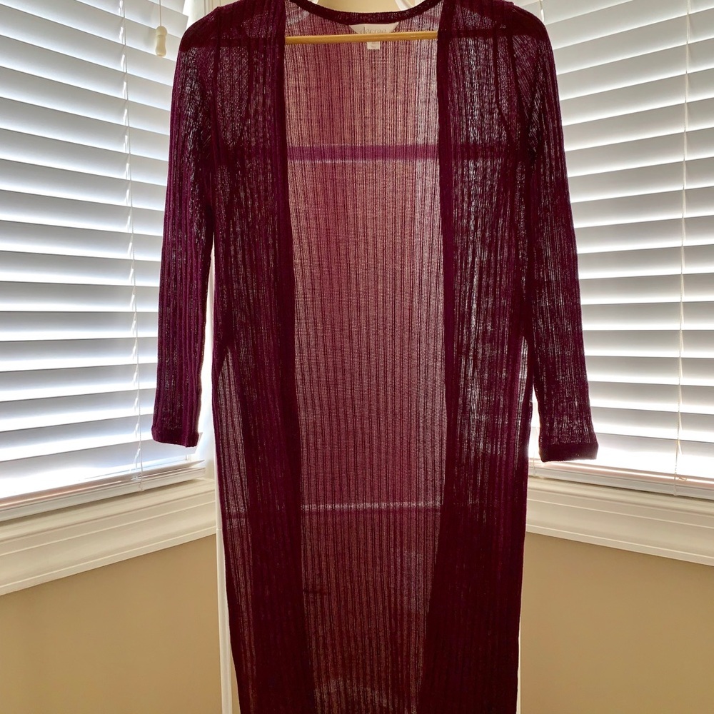 Burgundy mid length cardigan